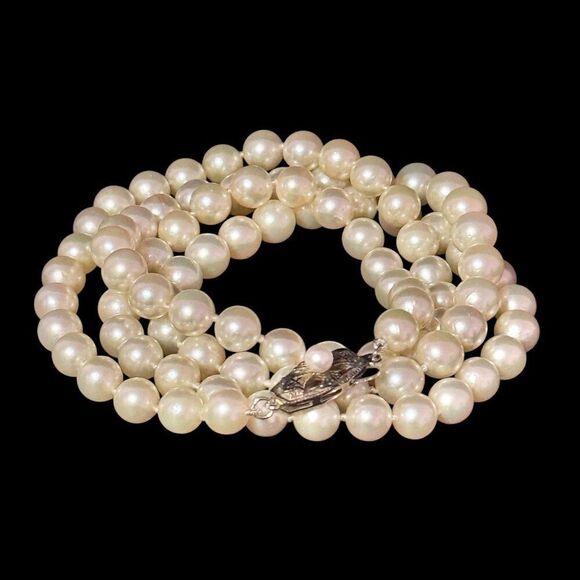 Mikimoto Akoya Pearl Necklace 25" Sterling Silver 6 - 6.5 mm Estate M440